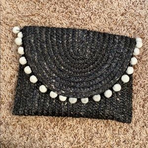 Black Pom Pom clutch - never used!!